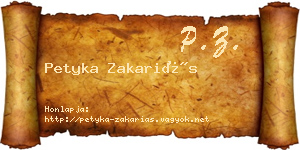 Petyka Zakariás névjegykártya